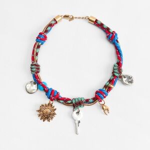 New ZARA Colored cord necklace with charms